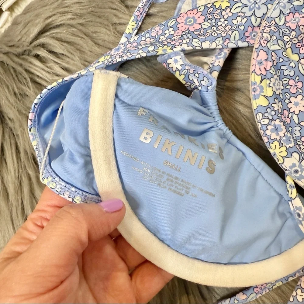NWT Frankie’s Bikinis Blue Birdie Women’s Underwire Bikini Top Sz S